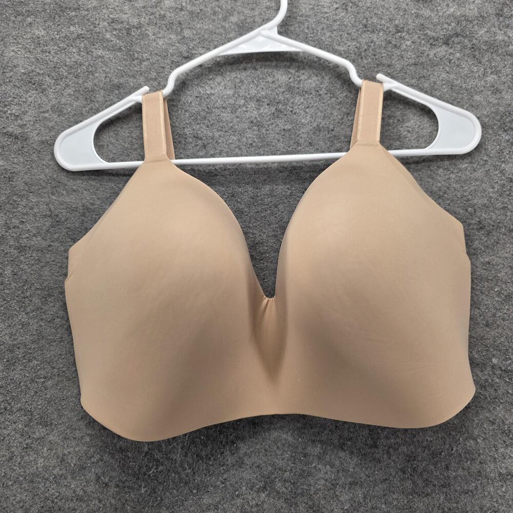 Knix Bra Womens 38H Beige Wireless Plunge T-Shirt Seamless Smoothing Lined